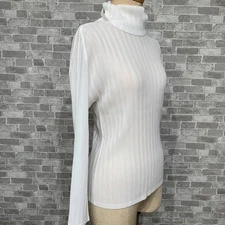 ISSEY MIYAKE PLEATS PLEASE High Neck Long Sleeve White Cream Color Size 3