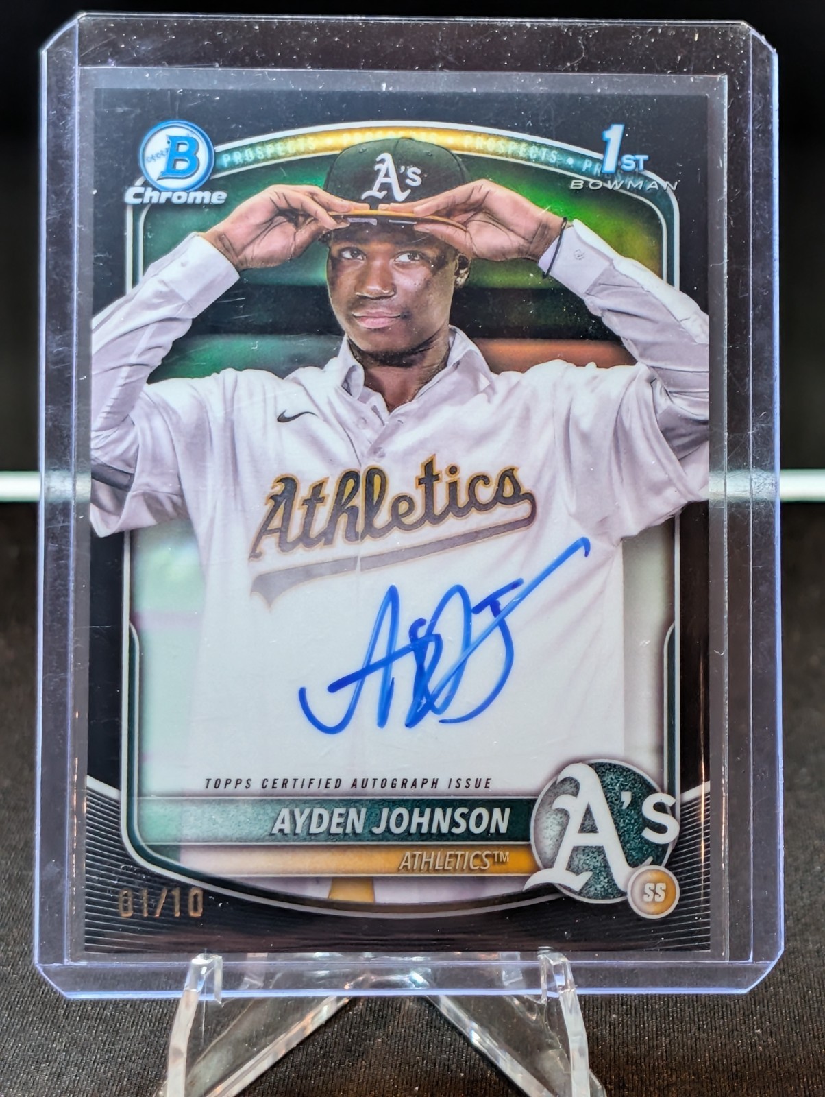 2025 Bowman Chrome Ayden Johnson Black Refractor Auto /10 CPA-AJ Athletics