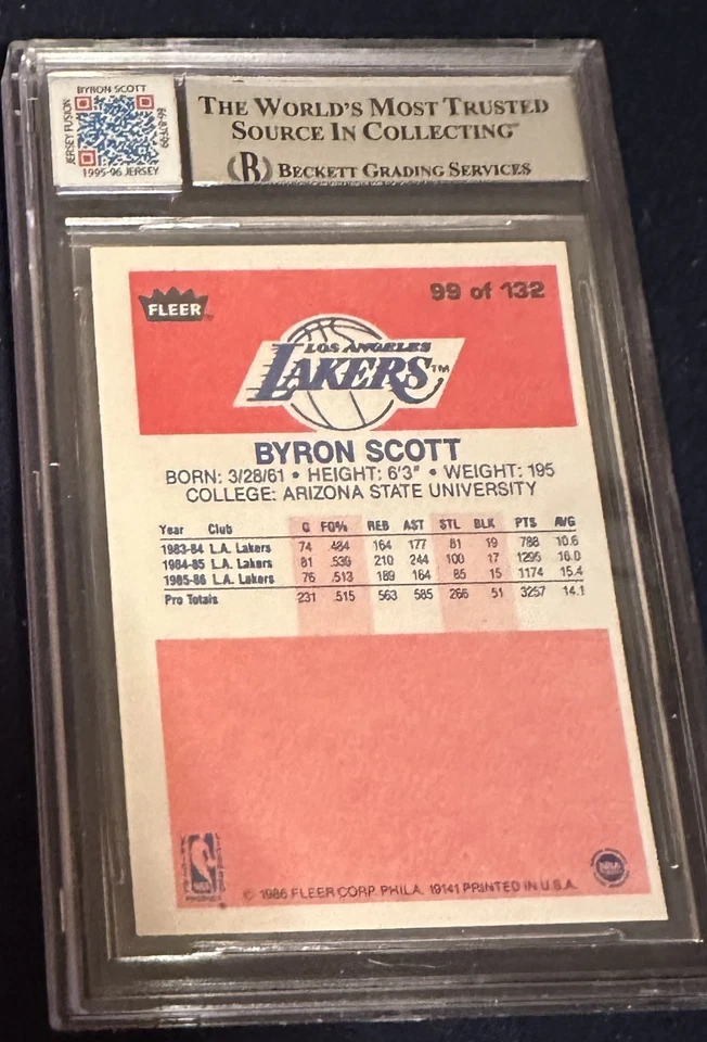 2024 Jersey Fusion 1986-87 Fleer Auto Byron Scott Beckett 10 Game Used Patch - Image 2 of 2