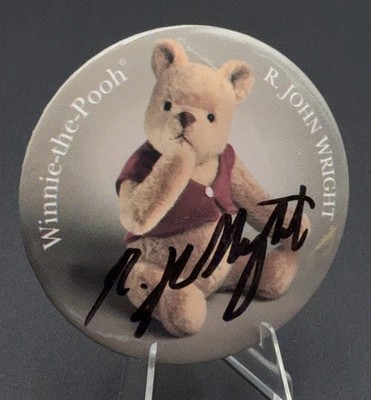 Disney Teddy & Doll Convention Winnie the Pooh Button Pin SIGNED R. John Wright