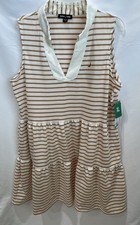 NWT- Nautica Women's Tiered Collar Sleeveless Mini Dress, Beige/Ivory, Size XL