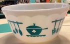 Vintage Hazel Atlas Kitchen Aids Turquoise Mixing Bowl - 5.75” - Scalloped