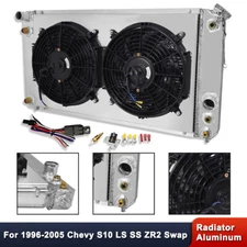 For Chevy S10 LS Swap SS ZR2 4.3 V6 1996-2005 Aluminum 3Row Radiator &Shroud Fan