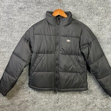 New Dickies Puffer Jacket Womens Small Black Zip Up