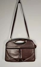 Di Moretti vintage Italian women brown leather handbag plastic tortoiseshell 