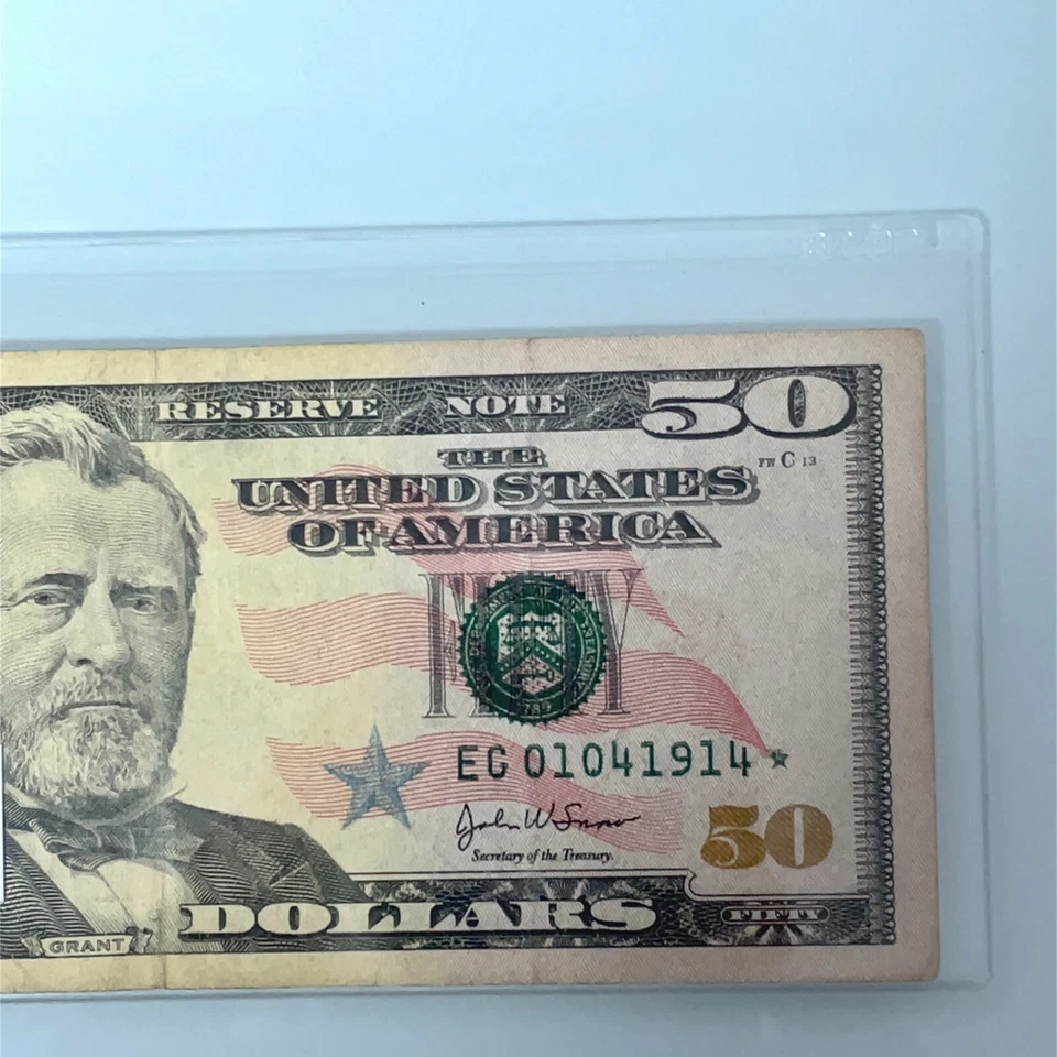 2004 $50 Star Note F 2128* Chicago - Birthday Note JAN 4 1914 S/N EG 01041914 * - Image 3 of 4