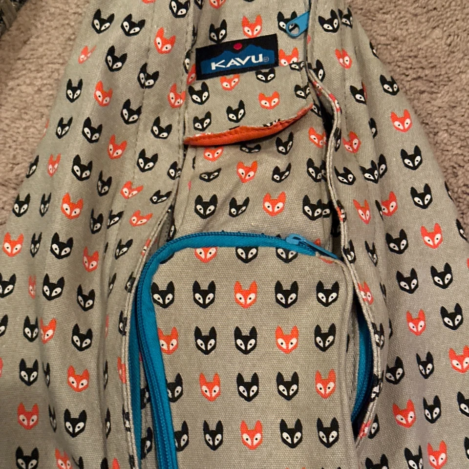 KAVU веревки слинга наплечная сумка Fox Cat лицо оранжевый/черный/коричневый осени Хэллоуин - Изображение 3 из 4