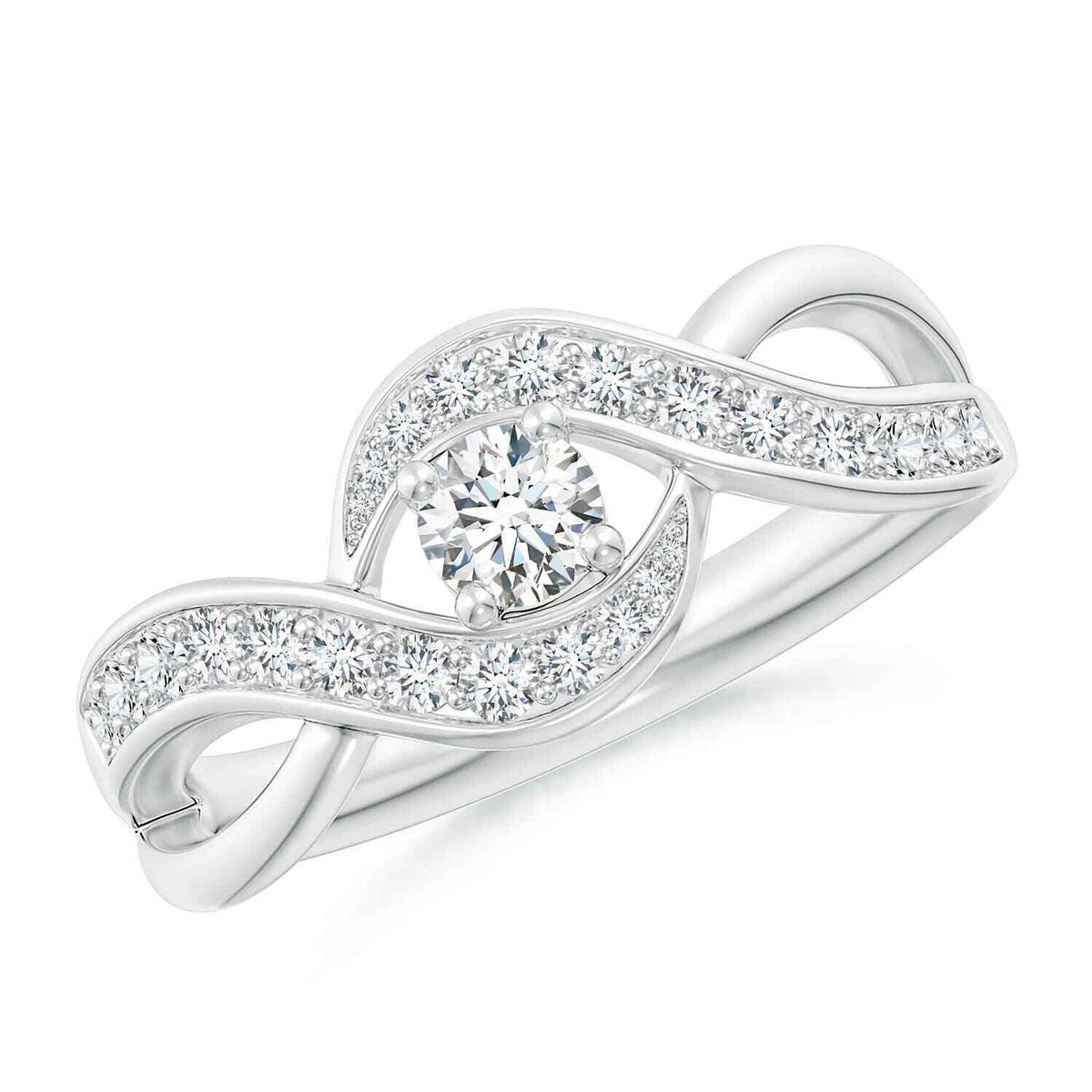 Solitaire Round Diamond Infinity Promise Ring in 14K White Gold