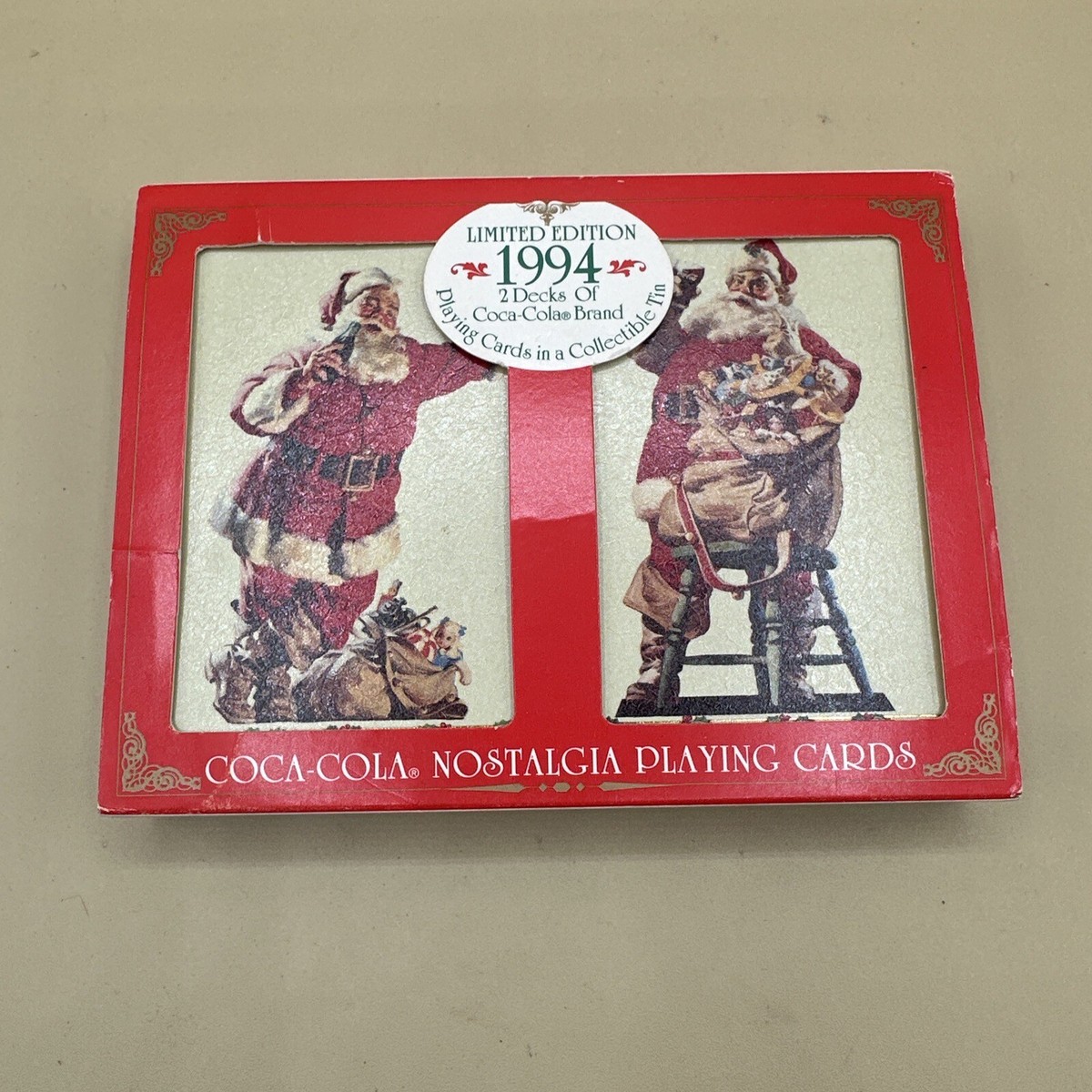 Coca Cola Santa Playing Cards 1994 NEW Nostalgia Limited Edition Two Decks Tin Coca Cola Santa Playing Cards 1994 NEW Nostalgia Limited Edition Two Decks Tin