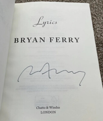 Bryan Ferry signed book Lyrics Roxy Music