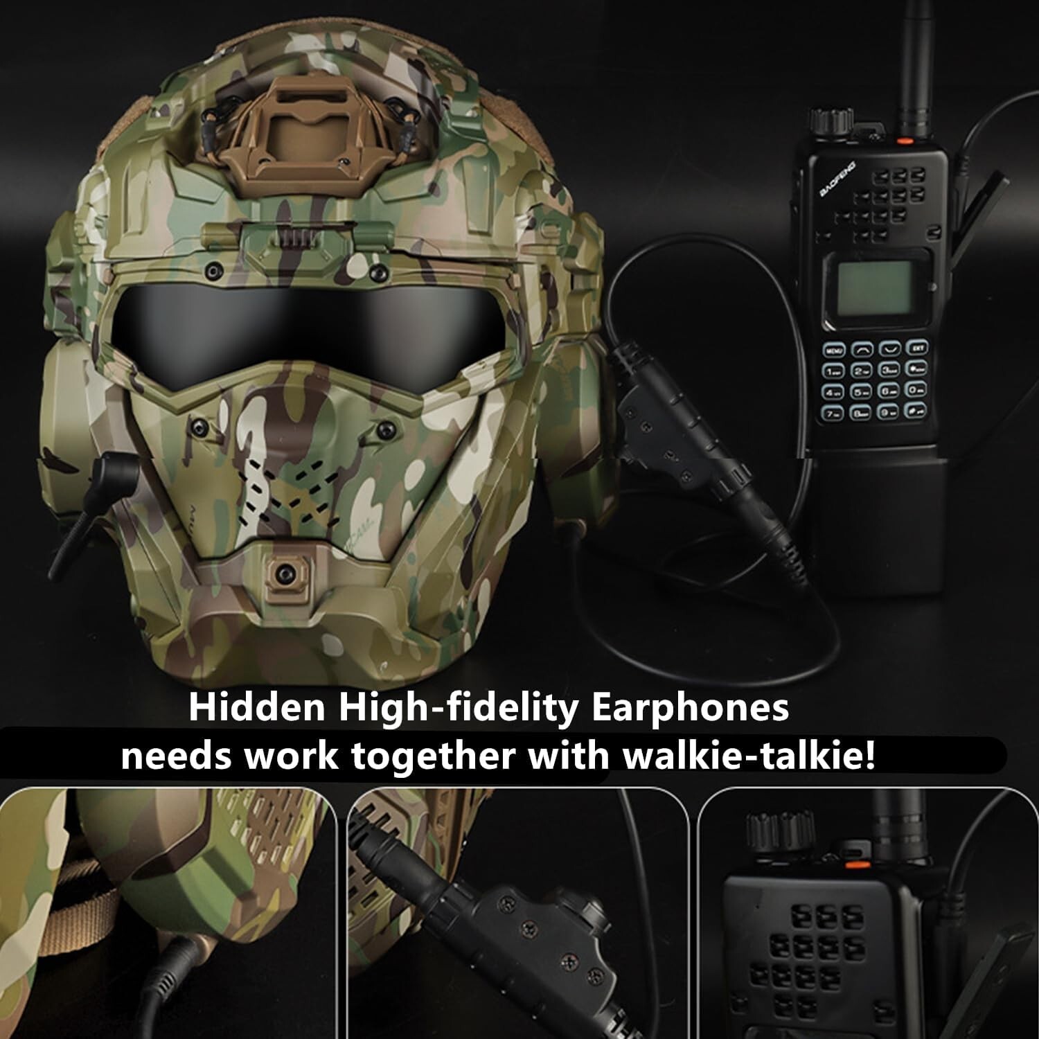 Military Tactical Assault Airsoft Helmet Full Mask Goggles Modular Protective