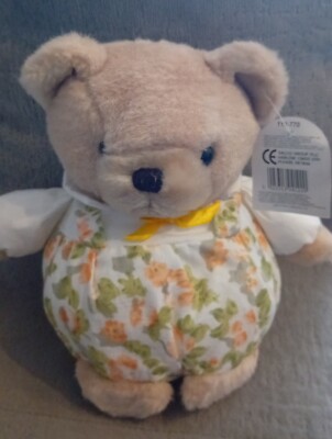 Salco Little Meadow Collection cremefarbener Puffball Teddybär weiches Plüschtier 10 Zoll Etikett
