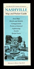 1991 Nashville TN Commerce Chamber Vintage Travel Map Pocket Guide Sightseeing