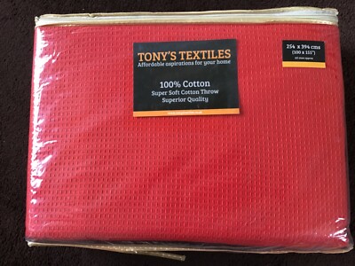 Super King Wabenmuster (Waffel) 100 % Baumwolle Sofaüberwürfe/Bettüberwurf rot 100 x 155 Zoll