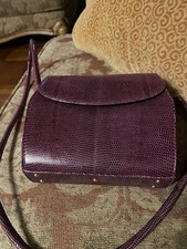 Vintage DE VECCHI by Hamilton Hodge Brown LIZARD Small Over Shoulder Bag Clutch
