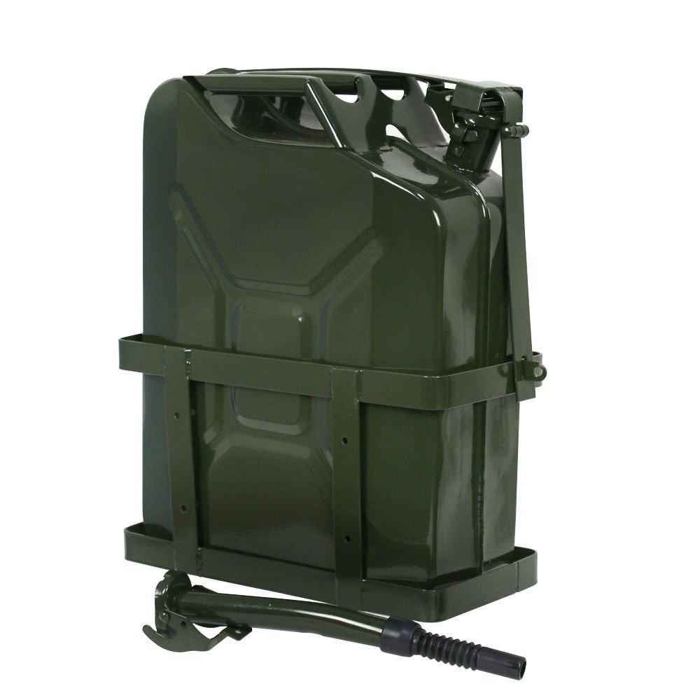 Pack De 2 Soportes Portabidones De Gasolina Militares De 20L (5.28 Gal) Para Vehículos | Acero, Acabado Protector