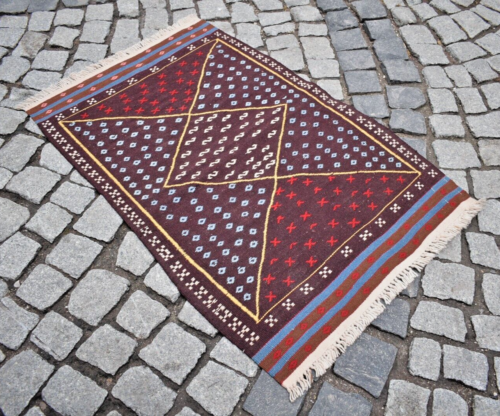 Turkish Rug 2'3'' x 3'5'' ft  Anatolian Embroidered Woven Cicim Wool Area Kilim - Picture 1 of 10