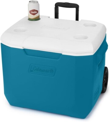 60qt Wheeled Portable Cooler Insulated Hard Cooler with Ice Retention