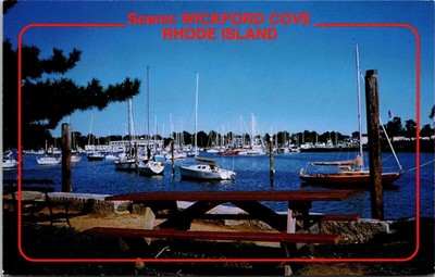 Wickford Cove Kingstown Rhode Island Scenic Harbor Boats Chrome Postcard