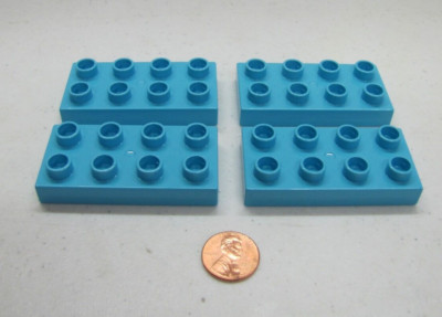 Lego Duplo 4 Thin 2X4 Azure Blue Bricks Blocks Building Block House Castle