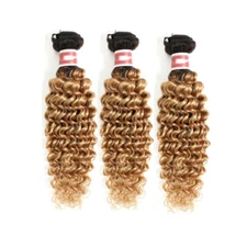 1B/27 Ombre Color Deep Wave Curly Brazilian 100% Human Hair 3 Bundles 10-26inch