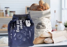 2 Large Reusable Bread Storage Bags -  1 Natural Linen, 1 rPET Recycled Freezer