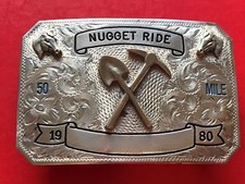 1980 Sterling Silver Overlay Diablo Western Cowboy 50 Mile Nugget Ride Buckle