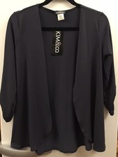 Kim & Co Brazil Knit 3/4 Sleeve Ruched Bolero Pewter Size Xs New & Tags
