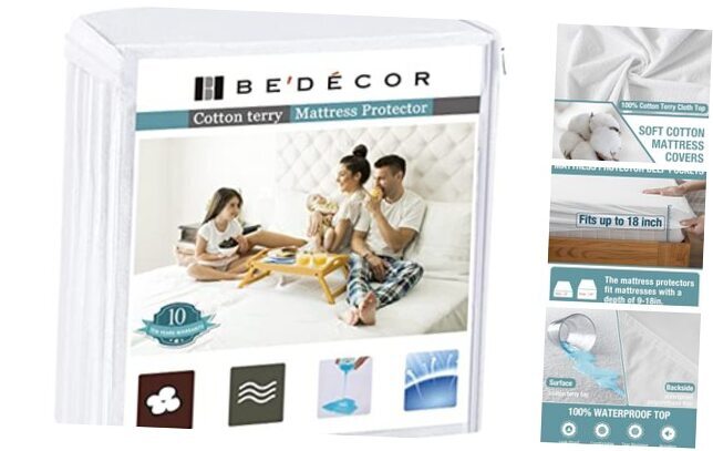 Mattress Protector Waterproof Mattress Cover Pee Proof Liquid Cotton Queen-image