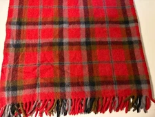Vintage 100% Wool Red Plaid Throw Blanket Faribault Woolen Mills Farina