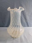 Large Fenton French Opalescent Glass Spiral Optic Vase 9 5/8" Tall