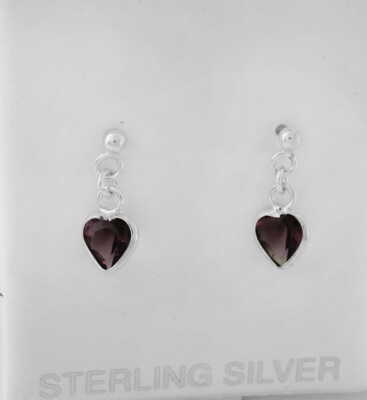 LAB AMETHYST 0.80 Cts DANGLE EARRINGS .925 STERLING SILVER - New With Tag