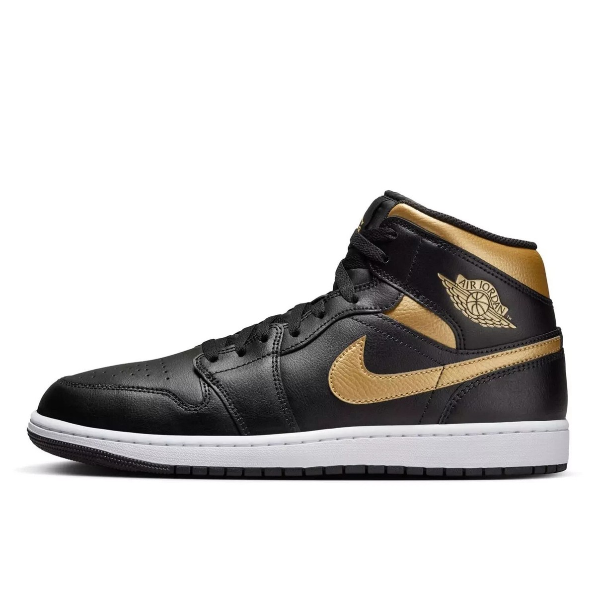 Size 7 - Air Jordan 1 Mid Black Metallic Gold for sale online | eBay