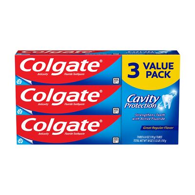 Colgate Cavity Protection Regular Flavor Fluorid-Zahnpasta 3 x 170g