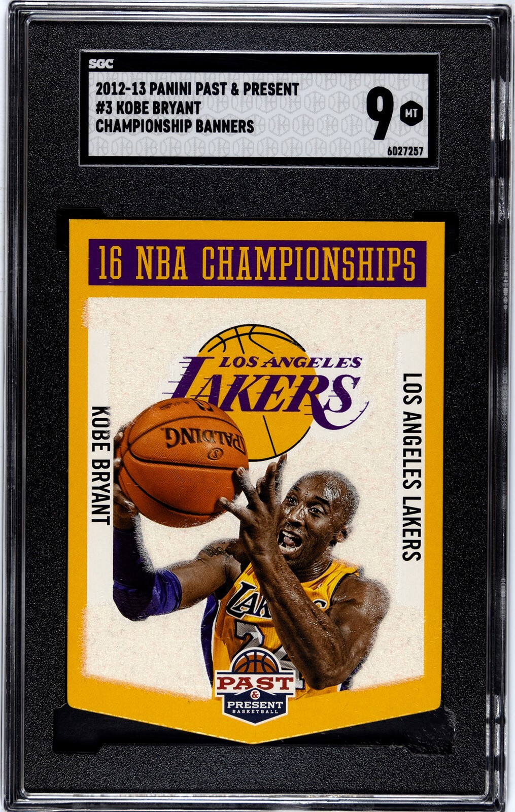2012-13 Panini Past Present #3 Kobe Bryant Championship Banners SGC 9 MINT