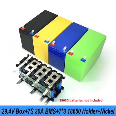 29.4V Battery Storage Box 18650 7S3P Holder 30A Balance BMS Welding Nickel Kit