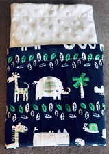 Lovely Forrest Blanket / Blue and White Soft Minky Double Sided / 18 X 18 Aprox