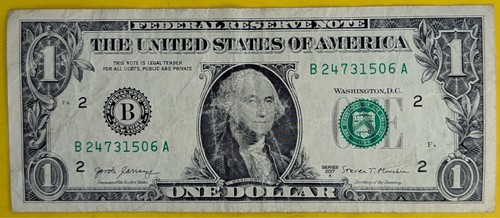 Billete de $1 2017 serie elegante, escalera mixta dispersa completa de 0 a 7, 24731506 - Imagen 2 de 3