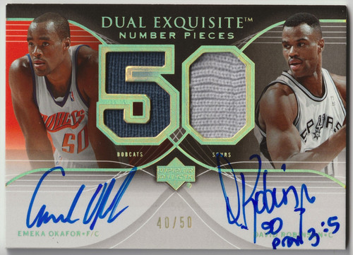 David Robinson/Emeka Okafor 2005-06 Exquisite Dual Number Pieces Patch Auto #/50