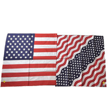 2 USA Flag Patriotic Bandanas Stars Stripes RN 14193 NEW Vintage Cotton Blend