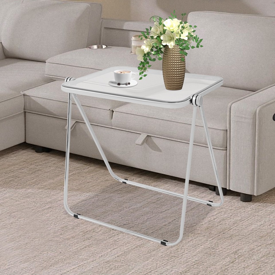 Clear Foldable Side Table Folding Coffee Table Office Computer Tray End ...