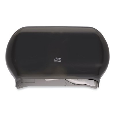 Tork Twin Standard Roll Bath Tissue Dispenser, 12.75x5.57x8.25, Smoke, 2/Pack