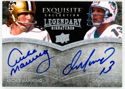 Dan Marino Archie Manning 2009 Upper Deck Exquisite Dual Auto JSY# 13/20 1/1 NFL