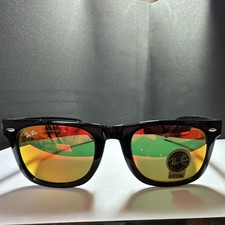 Ray-Ban RB2140 Wayfarer Black Plastic Frame Orange Mirrored Glass 54-18 145 191