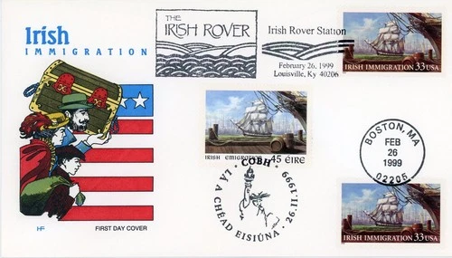 1999 US-Ireland Irish Immigration Joint Issue FDC House of Farnam