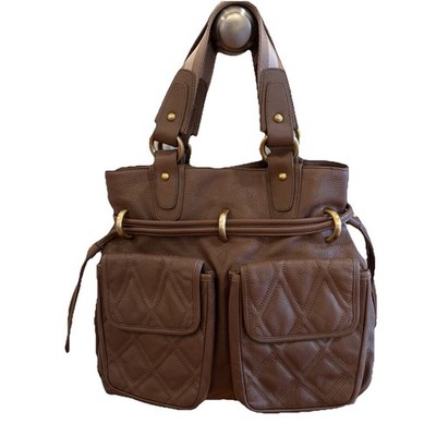 Bally Switzerland Clay Brown Mouflon Quilted Leather Handbag Excellent Condition