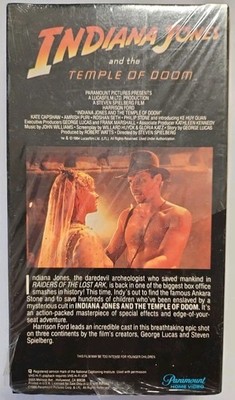 VHS Indiana Jones and the Temple of Doom Rare Black Back Cover Vintage Tape Vtg.