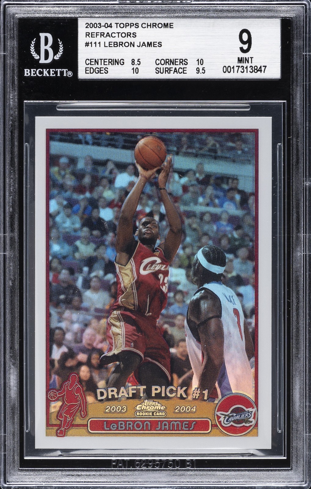 2003-04 TOPPS CHROME REFRACTOR LEBRON JAMES ROOKIE RC BGS 9