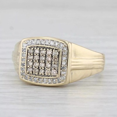 2 Ct Round Cut Simulated Diamond Men Cluster Wedding Ring 14k Yellow Gold Plated