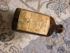 Vintage 4oz Cheracol Medicine Bottle with Cork The Upjohn Company